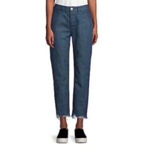 3X1 Higher Ground Raw Hem Boyfriend Jeans Blue Rigid Cotton Denim Size 29